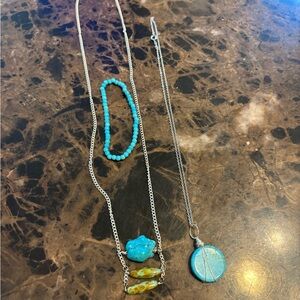 Silver and Turquoise Necklace Set